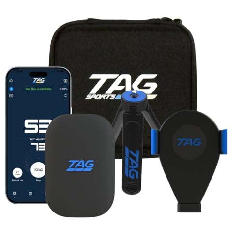 TAG ONE Sports Radar with Carry Case - Accurate Pitch Speed & Exit Velocity Tracker, 6+ Hour Battery Life, Portable Baseball, Softball, & Golf Training Equipment, Integrated App & Ai Coaching Expert