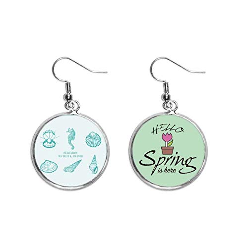 Pendientes de hipocampo azul y joyas de primavera con colgante decorativo