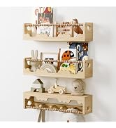 THKVESN Nursery Shelves for Wall,3 Pack Pine Wood Nursery Floating Book Shelves,Scalloped Floatin...