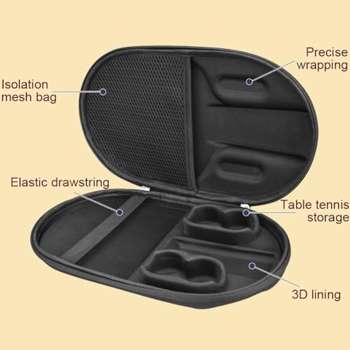 Funda de transporte para paleta de pingpong con compartimento protector contra golpes y polvo 3
