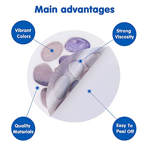 10 Pcs 5.91" X 5.91" Large Bright Non-Slip Adhesive Waterproof Pebble Stickers For Bathtub Tub Shower Room Floor Stairs Ceramic Tile Anti-Skid Appliques With Scraper,Anti-Slip Deacls Pack(Cobblestone) #TOP2