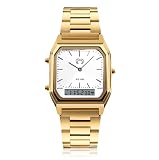 Orologio da donna. Orologi da donna quadrato, resistente all'acqua 3ATM, finitura elegante. Orologio bracciale donna originale con macchinari al quarzo di alta qualità. Oro (Oro - Bianco)