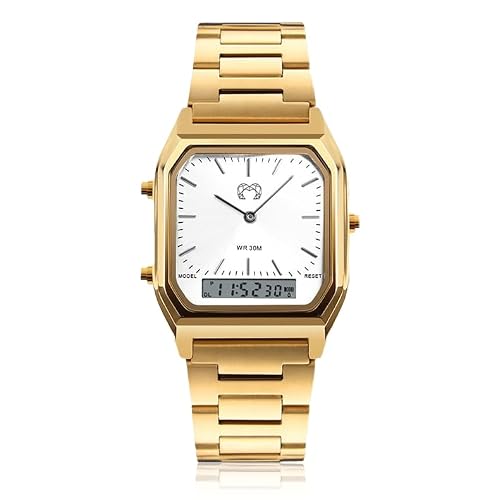 MARLION JEWELS Relojes de Mujer. Reloj analógico Cuadrado, de Estilo Moderno Resistente al Agua 3ATM. Reloj Original con maquinaria de Cuarzo (Oro - Blanco) MARLION JEWELS Relojes de Mujer. Reloj analógico Cuadrado, de Estilo Moderno Resistente al Agua 3ATM. Reloj Original con maquinaria de Cuarzo (Oro - Blanco)