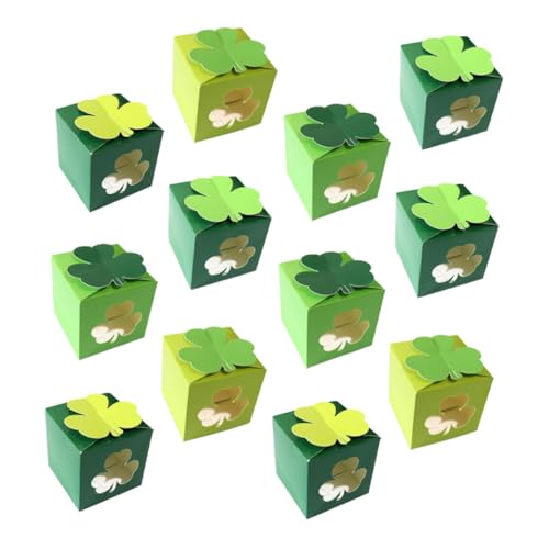 OFFSCH 12 Piezas Cajas de Cartón con Ventana Transparente Diseño para Dulces y Regalos Compacto para Cupcakes y Galletas para Fiestas de San Patricio y Celebraciones Especiales