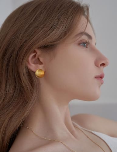 Half Ball Stud Earrings for Women Gold Ball Earring Mattle Gold Plated Brushed Button Earrings for Women Fashion Vintage Drop Round Ball Earrings4