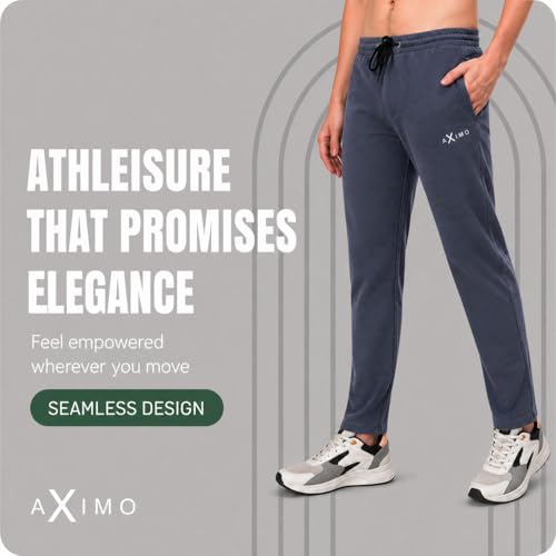 Image of Men Denim Track Pants Slim Fit Joggers Elastic Waistband Drawstring Stretchable Fabric Casual Lounge Travel Pants with Side Pockets Stylish Streetwear Jogger Pants for Men