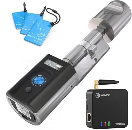 WELOCK Touch41WiFiBox Cerradura con huella digital,Cerradura electrónica con WiFi(con WiFiBox),Tarjeta RFID,APP Bluetooth,Cerradura inteligente,Smart Lock fácil de instalar