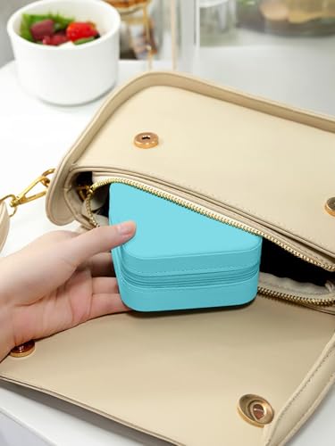 Image of Cortina Toiletry Bag | Luxury Cute Travel Make Up Hanging Wash Bag | Cosmetic Waterproof Hanging Toiletries Bags | Personalised with Pearl Zipper - Blue