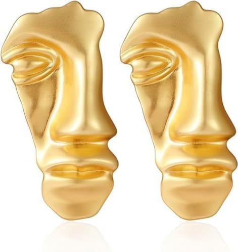 Image of 2Pcs Vintage Mask Brooch Minimalist Metal Figure Face Pin for Women Men