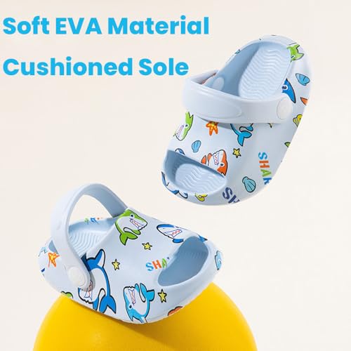 Drecage Kids Slides Sandals Toddler Boys Girls Shower Slippers with Backstrap Cute Cartoon Water Shoes Quick Dry for Garden Beach Pool3