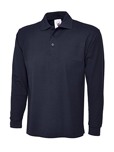 Camiseta polo de manga larga para hombre. Ideal para deportes, trabajo y ocio Azul azul marino Medium