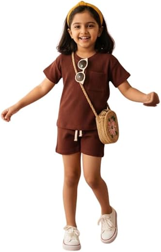 BENIZA X FASHION Kids Girls Cotton Co-Ord Set Short Sleeve Top &amp; Shorts Outfit Soft, Stylish &amp; Comfortable for Girls Casua...