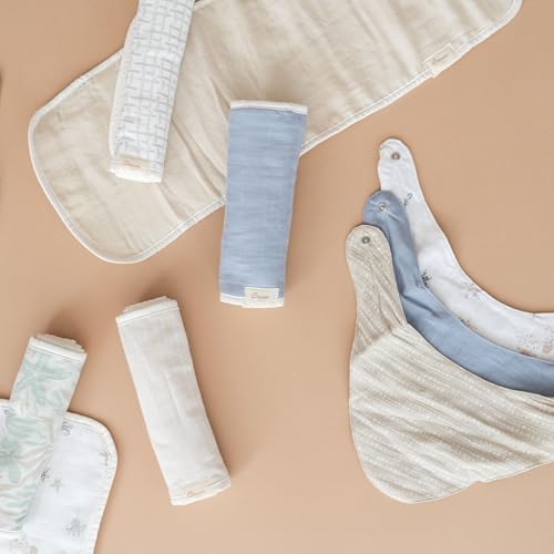 Crane Baby Muslin Baby Burp Cloths, Lightweight Absorbent Burp Cloth, Sea Life Jellyfish, Set of 3, 7” x 20”, Newborn Baby Essentials, Burp Cloths Baby Boy, Burp Cloths Baby Girl, Newborn Essentials by Crane Baby - Image 4