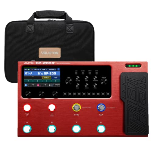 VALETON Gitarren Bass Effektpedal Multi-Effekte Prozessor Amp Modeling IR Cabinets Simulation mit FX Loop MIDI I/O Expression Pedal Stereo OTG USB Audio Interface GP-200R + Bag
