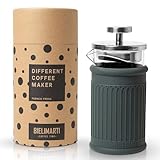 BIELIMARTI - Cafetera de prensa francesa - french press- tetera- emulsionador de leche - 350 ml - cafetera de embolo - prensa francesa pequeña - espumador de leche - cafetera de filtro (verde oscuro)