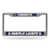 Rico Industries NHL Bling Chrome License Plate Frame with Glitter Accent, Toronto Maple Leafs