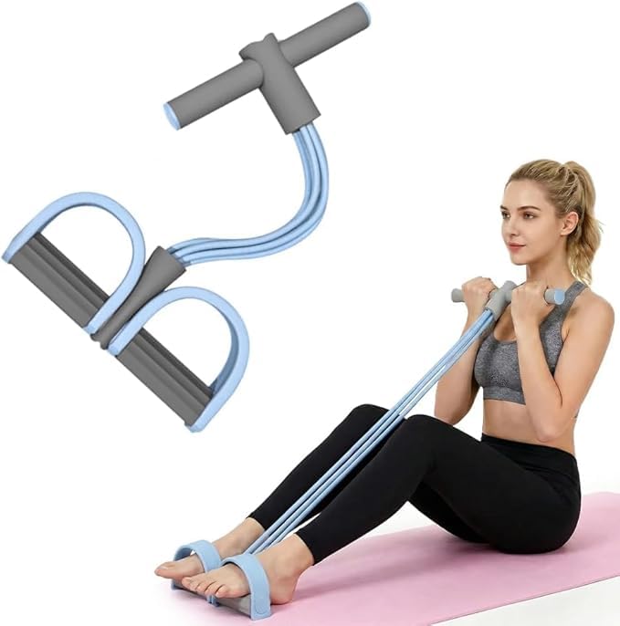 Multifunction Pedal Resistance Band Pedal Resistance Bands with Handles - 2026 New Elastic Rubber Exercise Band for Full Body Workout Arm Leg (Blue)