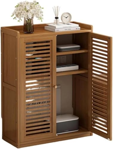 Hrzisda スリムでコンパクトな、放熱性に 扉付き木製ルーター収納ボックス。スタイリッシュで通気性に優れ、配線を隠蔽。多層構造。オフィス、リビング、玄関など、様々な場所で活躍します。スマホスタンド、Wi-Fi収納ラック、パンチフリー設置などにも最適です