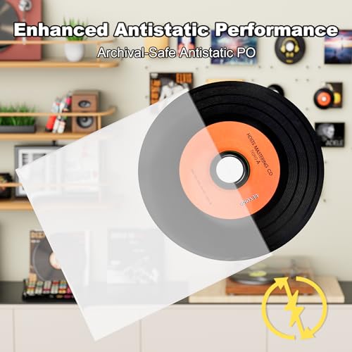 Mlikero 120 Vinyl Inner Sleeves, Anti Static 12\" LP Vinyl Record Sleeves Inner, Premium Acid Free Record Inner Sleeves for 33 RPM Record Protection (Square)