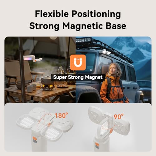 4-in-1 Camping Light, Work Light, Video Flashlight 2000LM Rechargeable 120H Runtime, 10000mAh Power Bank, 2700K-6500K CCT Adjustable Magnetic Tripod, IP54 Waterproof Outdoor Emergency Lantern - Image 6
