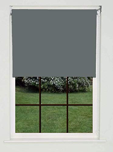 Home In Style 4U Roller blinds Thermal Blackout Fabric Roller blind Grey 60cm wide x210cm drop - Trimmable UV Protection Child Safe Home Office Window Blinds Easy Fits