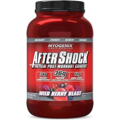 Myogenix Aftershock Post Workout — Muscle Growth Whey Protein Powder — Speeds Up Muscle Growth and Recovery — Supports Joint Health and Replenishes Glycogen — Wildberry Blast, 3 lbs