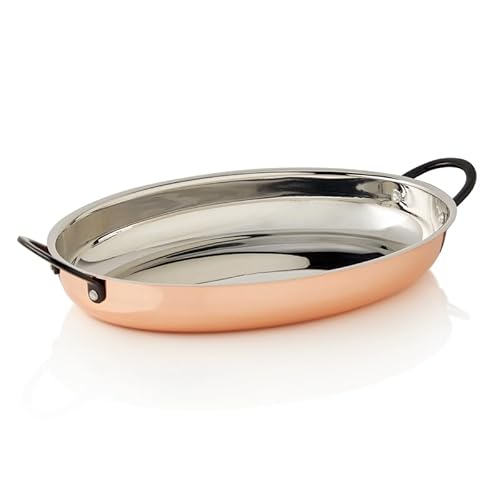 Steel & Style Ruby, padella da portata 30 x 22 x 4,5 cm, 1,5 l, rame, ottone, acciaio al nichel cromato