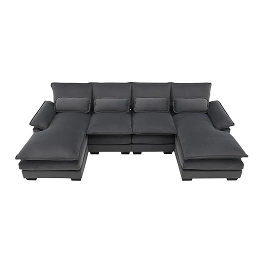 109.8 * 55.9" U-Shaped Sectional Sofa with Waist Pillows,Comfortable 6-seat Upholstered Symmetrical Sofa, Sleeper Sofa Couch (D As Shown)