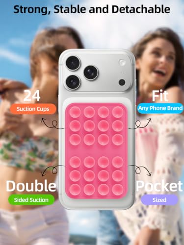 TopMade Double Sided Suction Cup Phone Case Mount for Selfie, Rose Pink — view 2