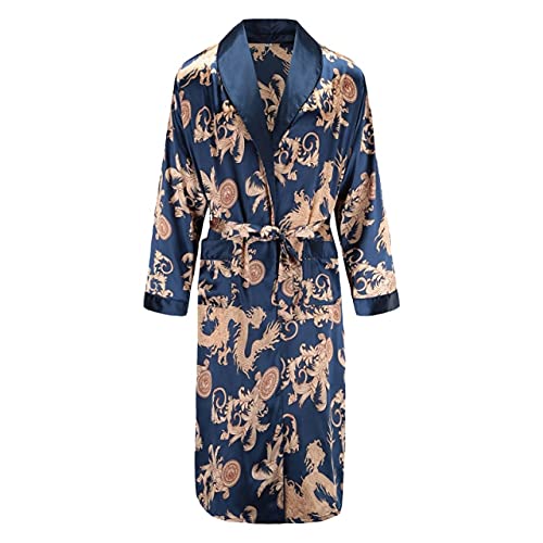 Pijama de hombre tipo kimono de satén con estampado de dragón talla 3XL