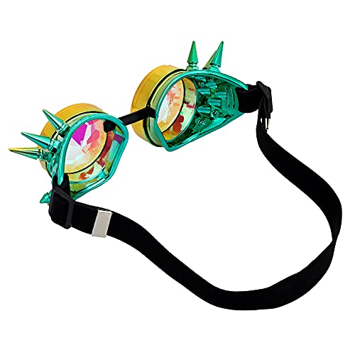 Image of 3-5 Days Delivery Kaleidoscope Rave Rainbow Crystal Lenses Steampunk Goggles