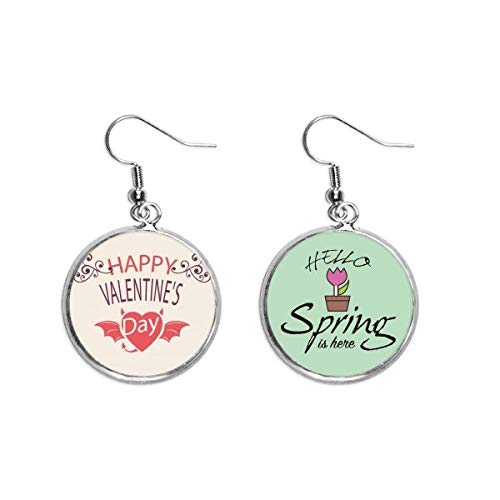 Pendientes de corazón diablo con alas para San Valentín joyería colgante de primavera