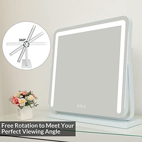 Wayking Vanity Mirror With Lights, Large Vanity Makeup Mirror Lighted With Touch Sensor, 3 Lighting Modes, 360 Degree Rotary Mirror With Usb Port (W23.6 X L20.5 Inch) #TOP3