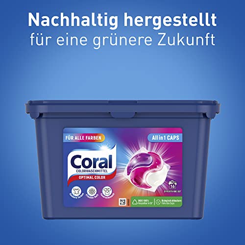 Coral Allin1 Caps Waschmittel Optimal Color Colorwaschmittel Pods für bunte Wäsche mit langanhaltendem Duft 4 x 16 WL (= 64 Caps) – Ansicht 4