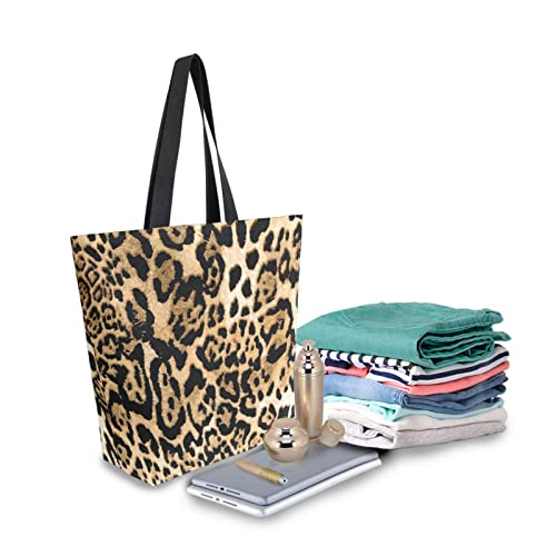 Grand sac fourre-tout en toile imprimé léopard tigre A199 - 3