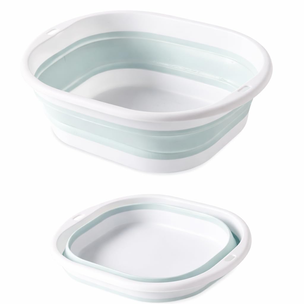 Lafefe Thickened Collapsible Washing Up Bowl, Portable Folding Wash Basin with Handles, Space Saving Camping Sink Multipurpose for Camping, Caravan, Kitchen & Travel(Blue, 5L)