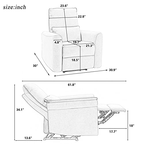 Recliner Chair with Padded Seat, Microfiber Manual Recliner Sofa Modern Recliner Chair Club Chair Home Theater Seating for Living Room Single Sofa Recliner Chair - Image 7