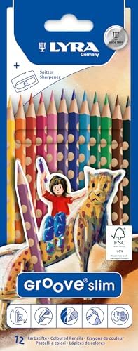 Lyra Slim Groove Child-Grip Pencils, 3 Millimeter Cores, Includes Sharpener, Set of 12 Pencils, Assorted Colors (2821120) image 3