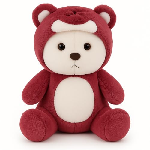 Image of ZEXSAZONE Hooded Teddy Bear Soft Plush Toy - 32 cm Cute Stuffed Animal Doll | Huggable Plushie for Kids, Babies & Girls | Birthday Gift, Bedtime Buddy & Cuddle Toy for Girlfriend