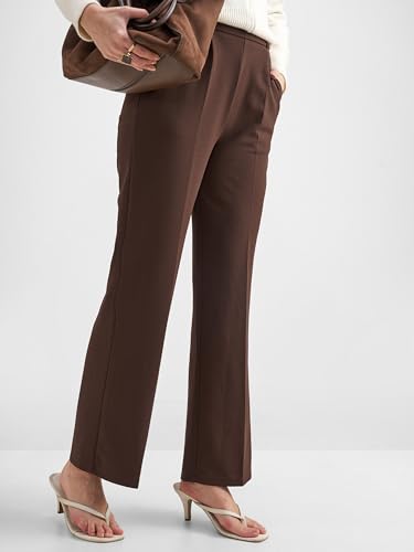 Image of Tokyo Talkies Wide Leg Relaxed fit Korean Pants |Ultra Soft|High Rise Pleated Trousers |Workwear|Formal All Day wear