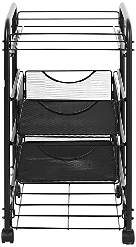 Safco Products 5215BL Onyx Mesh Open File Cart with 2 Storage Drawers, Black - Thumbnail 2