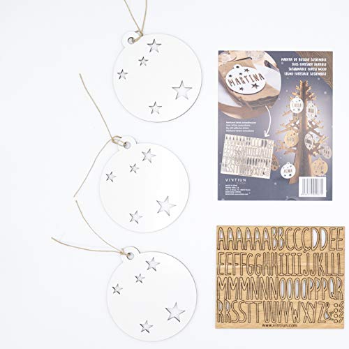 VINTIUN Bolas de Navidad Personalizadas con Nombre, Decoración Navideña Original para Arbol, Mesa, o Invitados (Blanco, Pack 6)