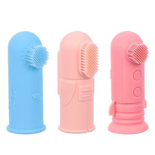 STOBOK 3 Peças de Silicone Escova de Dentes de Dedo de Bebê Dedo Ponto Escova de Dentes de Treinamen