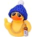 MuMyer Car Dashboard Rubber Ducks, Christmas Eve Decorations Rubber Ducky Car Ornament with Cool Accessorie Knit Hat, Sunglasses, Necklace, 3.5in