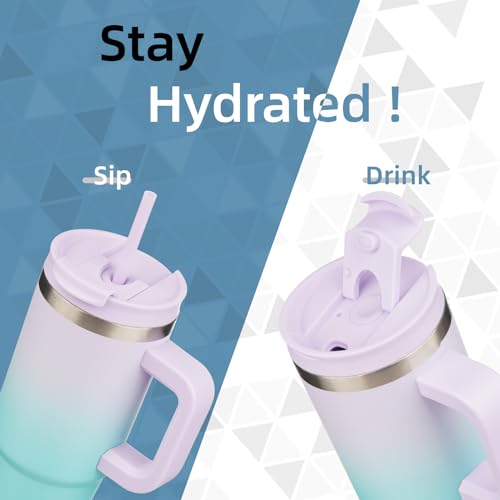 Image of Konokyo 30 oz Insulated Tumbler Water Bottle with Handle, Straw Lid