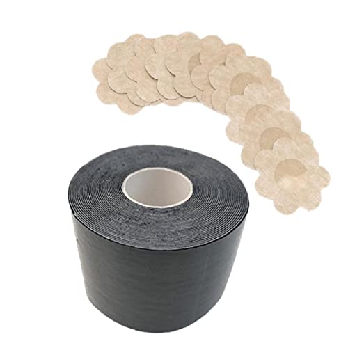 Couvertures De Mamelon De Soutien-Gorge sans Bretelles Soutien De Poitrine Respirant Push Up Tape Invisible Bande Support De Poitrine - 1 Rouleau Boob Tape 10 Pcs Couvertures De Mamelon () Cover