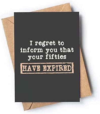 Funny 60th Birthday Card for men or women with envelope | Joke card for someone who is turning 60 years old | Original and unique present idea for family, friends or a co-worker. | I Regret To Fifties