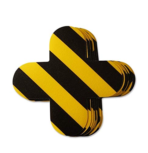 セーフラン安全用品 5Sフロア表示ステッカー 十字型 黄/黒トラ柄 150×150mm セット J1021