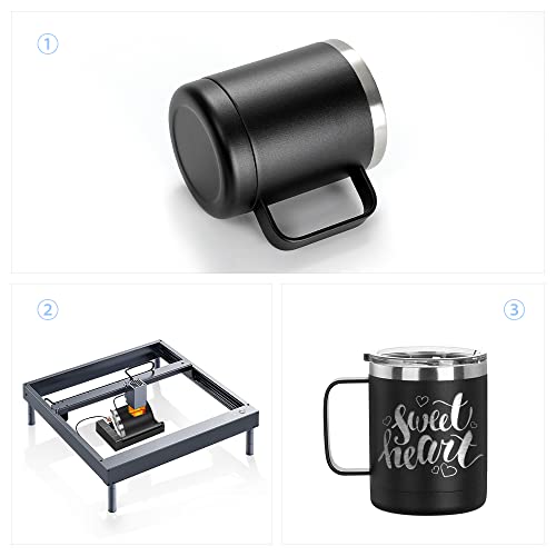Craft Express 10 Oz Stainless Steel Coffee Mug With Lid - Double Wall Vacuum Insulated Coffee Mug Tumbler With Handle - Engraved Powder Coated Travel Coffee Mug Cup For Glowforge Pro - Black 4 Pack #TOP5