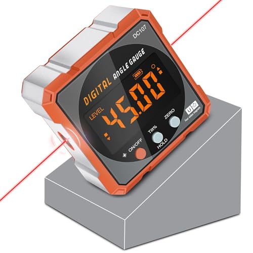 Digital Angle Finder Magnetic Electronic Angle Cube Dual Laser Gauge Digital Level with Slope Percentage Table Saw Miter Protractor Woodworking Measuring Tool Level Box for Hanging
